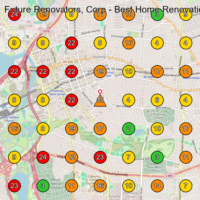 Future Renovators, Corp - Best Home Renovation and Remodeling Company Flushing, Kitchen and Bathroom Remodeling Queens Construction Company GeoGrid ranking map for Flushing NY